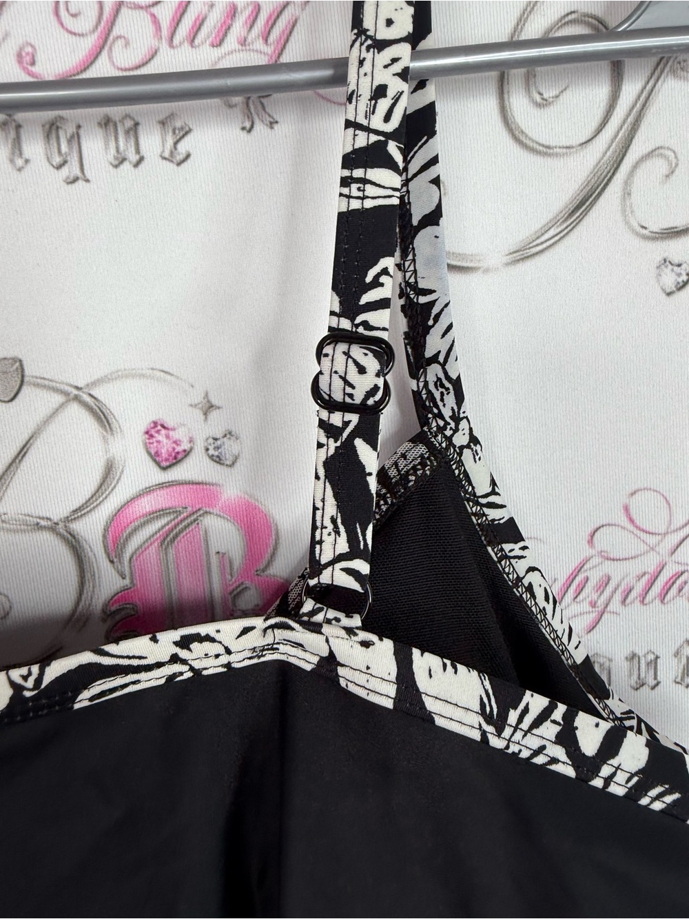 Krista Tankini swim suit Floral Print Ruffled Sleeveless Top - Black/Cream - Picture 7 of 12